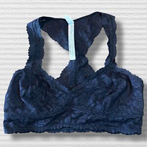 Free People Women's Galloon Lace Racerback Bralette Black SIze Small